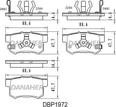 Danaher DBP1972 - Bremžu uzliku kompl., Disku bremzes autodraugiem.lv