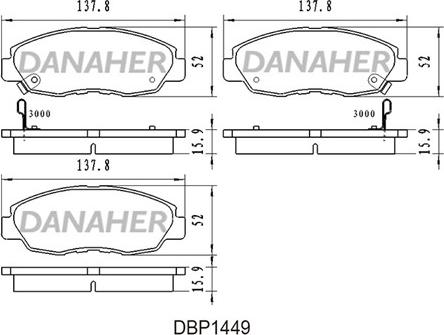 Danaher DBP1449 - Bremžu uzliku kompl., Disku bremzes autodraugiem.lv