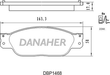 Danaher DBP1468 - Bremžu uzliku kompl., Disku bremzes autodraugiem.lv