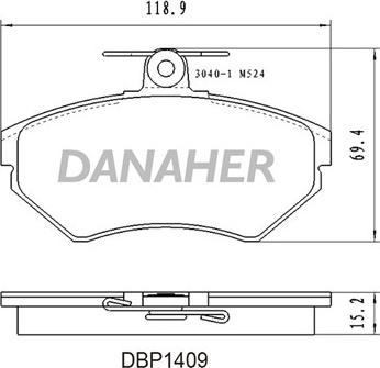 Danaher DBP1409 - Bremžu uzliku kompl., Disku bremzes autodraugiem.lv