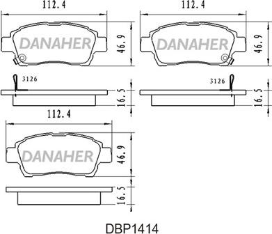 Danaher DBP1414 - Bremžu uzliku kompl., Disku bremzes autodraugiem.lv