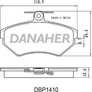 Danaher DBP1410 - Bremžu uzliku kompl., Disku bremzes autodraugiem.lv