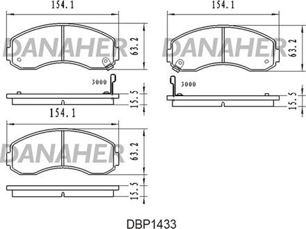 Danaher DBP1433 - Bremžu uzliku kompl., Disku bremzes autodraugiem.lv