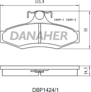 Danaher DBP1424/1 - Bremžu uzliku kompl., Disku bremzes autodraugiem.lv