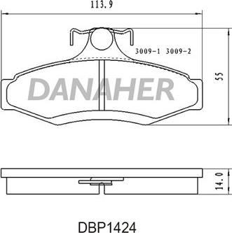 Danaher DBP1424 - Bremžu uzliku kompl., Disku bremzes autodraugiem.lv