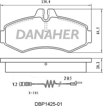 Danaher DBP1425-01 - Bremžu uzliku kompl., Disku bremzes autodraugiem.lv