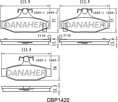 Danaher DBP1420 - Bremžu uzliku kompl., Disku bremzes autodraugiem.lv