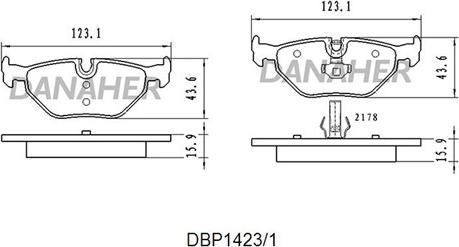 Danaher DBP1423/1 - Bremžu uzliku kompl., Disku bremzes autodraugiem.lv