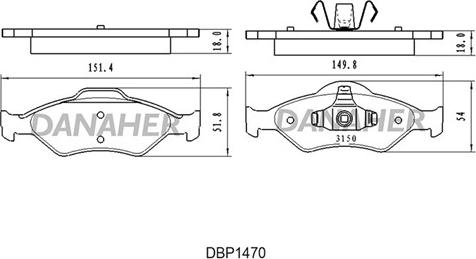 Danaher DBP1470 - Bremžu uzliku kompl., Disku bremzes autodraugiem.lv