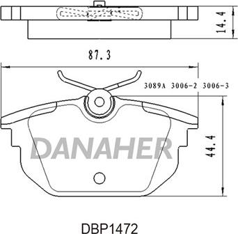 Danaher DBP1472 - Bremžu uzliku kompl., Disku bremzes autodraugiem.lv