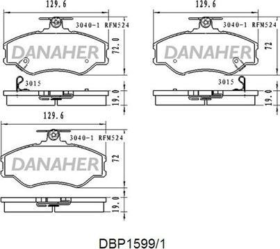 Danaher DBP1599/1 - Bremžu uzliku kompl., Disku bremzes autodraugiem.lv