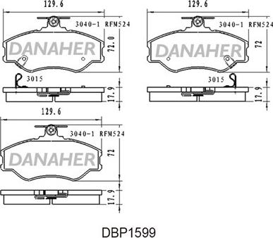 Danaher DBP1599 - Bremžu uzliku kompl., Disku bremzes autodraugiem.lv