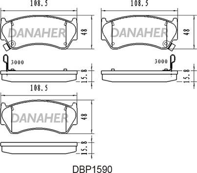 Danaher DBP1590 - Bremžu uzliku kompl., Disku bremzes autodraugiem.lv