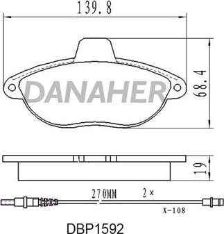 Danaher DBP1592 - Bremžu uzliku kompl., Disku bremzes autodraugiem.lv