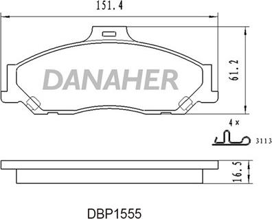 Danaher DBP1555 - Bremžu uzliku kompl., Disku bremzes autodraugiem.lv