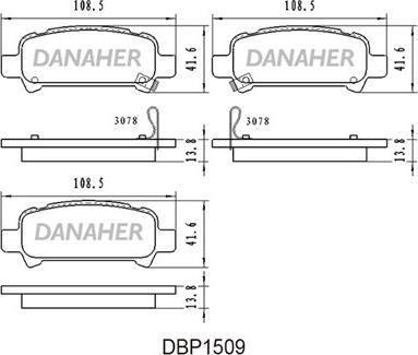 Danaher DBP1509 - Bremžu uzliku kompl., Disku bremzes autodraugiem.lv