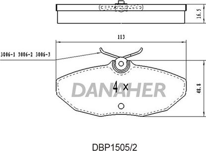 Danaher DBP1505/2 - Bremžu uzliku kompl., Disku bremzes autodraugiem.lv