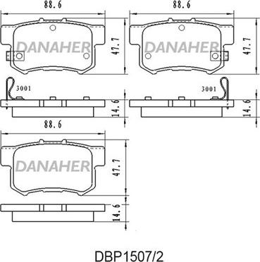Danaher DBP1507/2 - Bremžu uzliku kompl., Disku bremzes autodraugiem.lv