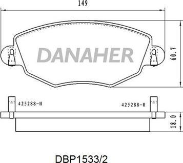 Danaher DBP1533/2 - Bremžu uzliku kompl., Disku bremzes autodraugiem.lv