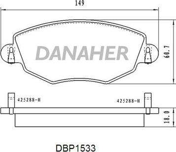 Danaher DBP1533 - Bremžu uzliku kompl., Disku bremzes autodraugiem.lv