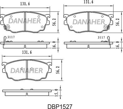 Danaher DBP1527 - Bremžu uzliku kompl., Disku bremzes autodraugiem.lv