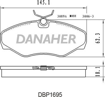 Danaher DBP1695 - Bremžu uzliku kompl., Disku bremzes autodraugiem.lv