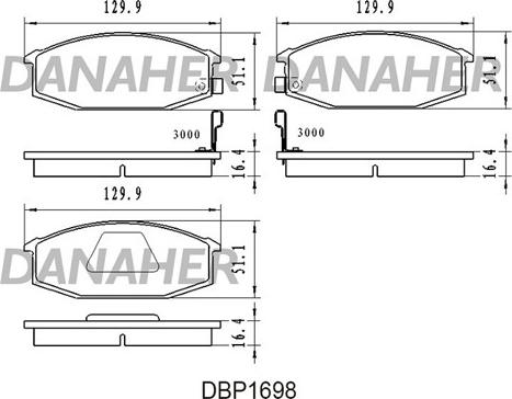 Danaher DBP1698 - Bremžu uzliku kompl., Disku bremzes autodraugiem.lv