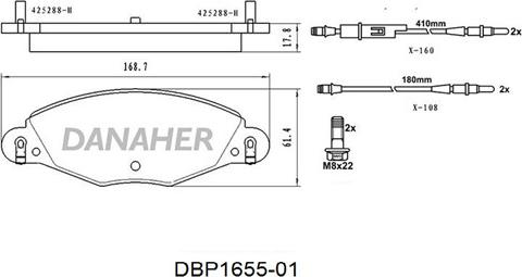 Danaher DBP1655-01 - Bremžu uzliku kompl., Disku bremzes autodraugiem.lv
