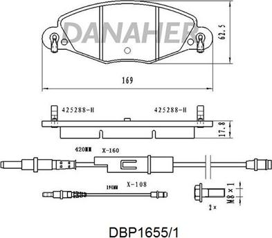Danaher DBP1655/1 - Bremžu uzliku kompl., Disku bremzes autodraugiem.lv