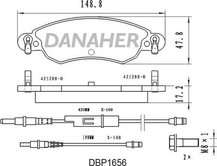 Danaher DBP1656 - Bremžu uzliku kompl., Disku bremzes autodraugiem.lv