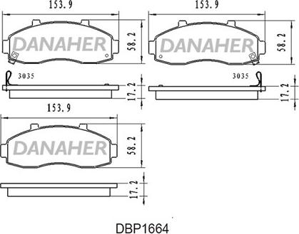 Danaher DBP1664 - Bremžu uzliku kompl., Disku bremzes autodraugiem.lv