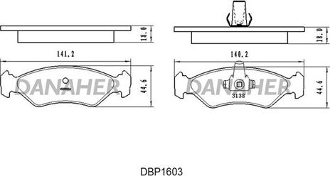 Danaher DBP1603 - Bremžu uzliku kompl., Disku bremzes autodraugiem.lv