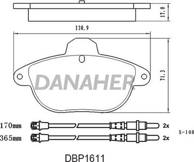 Danaher DBP1611 - Bremžu uzliku kompl., Disku bremzes autodraugiem.lv
