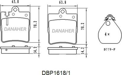 Danaher DBP1618/1 - Bremžu uzliku kompl., Disku bremzes autodraugiem.lv