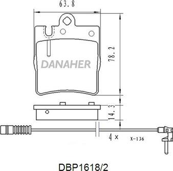 Danaher DBP1618/2 - Bremžu uzliku kompl., Disku bremzes autodraugiem.lv