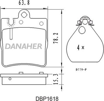 Danaher DBP1618 - Bremžu uzliku kompl., Disku bremzes autodraugiem.lv