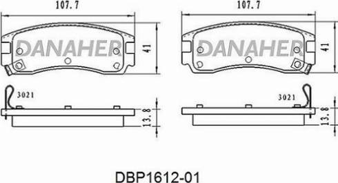 Danaher DBP1612-01 - Bremžu uzliku kompl., Disku bremzes autodraugiem.lv