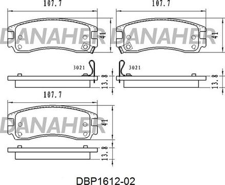 Danaher DBP1612-02 - Bremžu uzliku kompl., Disku bremzes autodraugiem.lv