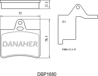 Danaher DBP1680 - Bremžu uzliku kompl., Disku bremzes autodraugiem.lv