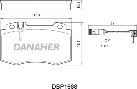 Danaher DBP1688 - Bremžu uzliku kompl., Disku bremzes autodraugiem.lv
