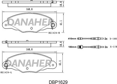 Danaher DBP1629 - Bremžu uzliku kompl., Disku bremzes autodraugiem.lv