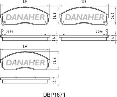 Danaher DBP1671 - Bremžu uzliku kompl., Disku bremzes autodraugiem.lv