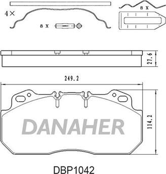 Danaher DBP1042 - Bremžu uzliku kompl., Disku bremzes autodraugiem.lv