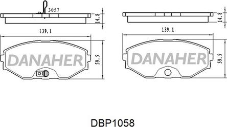 Danaher DBP1058 - Bremžu uzliku kompl., Disku bremzes autodraugiem.lv