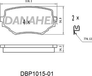 Danaher DBP1015-01 - Bremžu uzliku kompl., Disku bremzes autodraugiem.lv