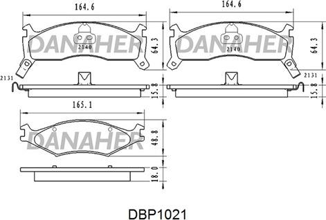 Danaher DBP1021 - Bremžu uzliku kompl., Disku bremzes autodraugiem.lv
