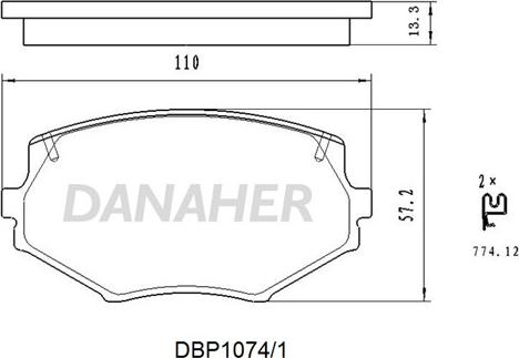 Danaher DBP1074/1 - Bremžu uzliku kompl., Disku bremzes autodraugiem.lv