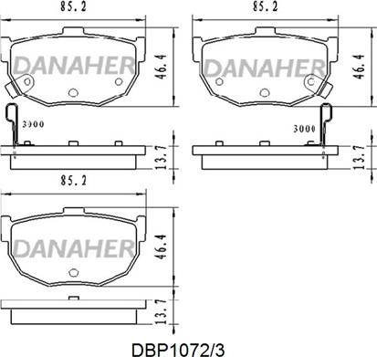 Danaher DBP1072/3 - Bremžu uzliku kompl., Disku bremzes autodraugiem.lv