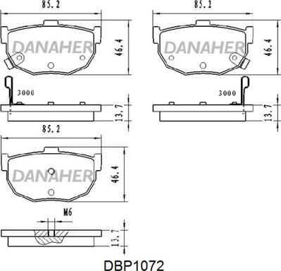 Danaher DBP1072 - Bremžu uzliku kompl., Disku bremzes autodraugiem.lv