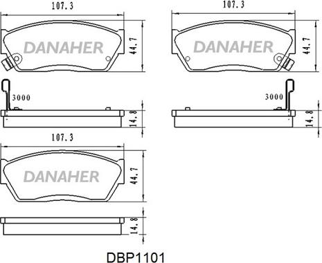 Danaher DBP1101 - Bremžu uzliku kompl., Disku bremzes autodraugiem.lv